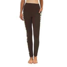 Private Island Women UPF 50+ Side Pockets Long Leggings Pants Swim Beach Swimsuit Rash Guard Bathing Bottom (XXL, Brown Green-RLLP)