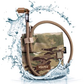Source Tactical Kangaroo 1-Liter Collapsible Canteen Hydration System System with Storm Push-Pull Drinking Valve with Pouch (Multicam)