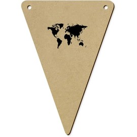 5 x 140mm 'World Map' Wooden Bunting Flags (BN00081806)