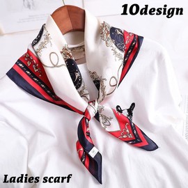 Plus Nao Women's Scarf, Square, 27.6 inches (70 cm), 27.6 inches (70 cm), Silk Style, Spring, Autumn, Thin, Stylish, Elegant, Sunscreen Protection, UV Care, Variety of Designs - Bear x Orange, Bear x