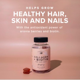 The Elderberry Co. Collagen + Biotin Gummies + Aronia Berries Natural Hair and Nails Supplement