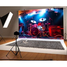 Renaiss 7x5ft Concert Photography Background Stage Band Rock Music Perform Backdrop Bar Drum Party Decoration Adult Portrait Photo Booth Video Shooting Studio Props Vinyl Wallpaper