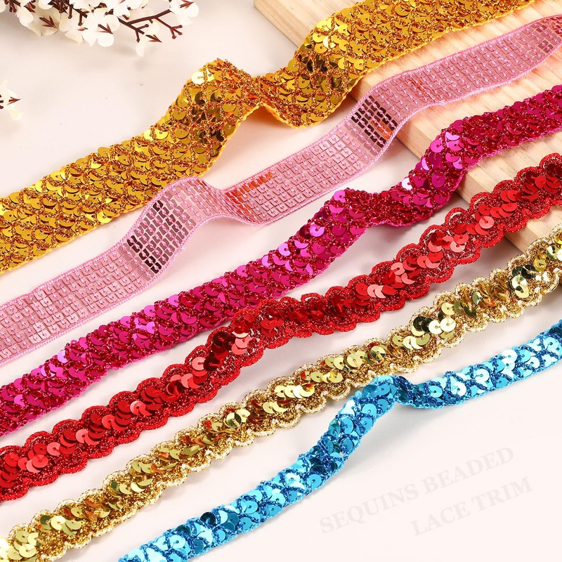 sourcing map 1.5cm x 6m Sequins Trim Flat Sequin Paillette