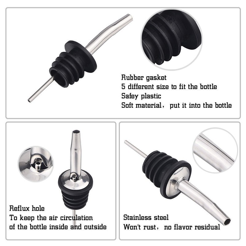 Gankarii Pack of 12pcs Stainless Steel Freeflow Pourer Spirit Pourer,