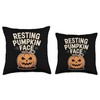 Resting Pumpkin Face Funny Jack O Lantern Tee Throw Pillow
