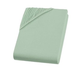 Fitted Sheet, 140 x 200 - 160 x 200 cm, Jersey Fitted Sheet, 100% Cotton, Comfort Bed Sheet for Mattresses up to 30 cm Height, Fitted Sheet, Colour Eucalyptus