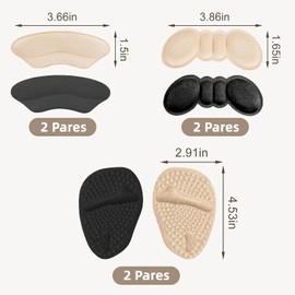 Rellenador de Zapatos - Metatarsianas Adheribles y Rellenador de Zapatos para Zapato de Mujer y Hombre, Plantillas de Bola de pie,Alivio Dolor en el Antepié, Antideslizante（12PCS）