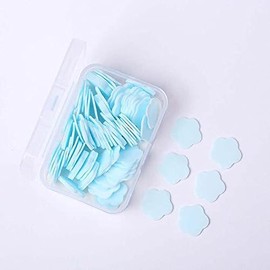 100Pcs Blue Mini Portable Travel Soap Paper Sheets,Flower Shape Disposable Paper Soap Flakes, Cleaning Washing Hand Toiletry Paper Soap Sheets Hand Wash