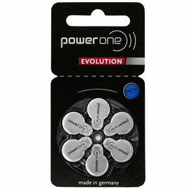 PowerOne Evolution Size 675 Hearing Aid Batteries - 1.45V Zinc Air with Improved Battery Life