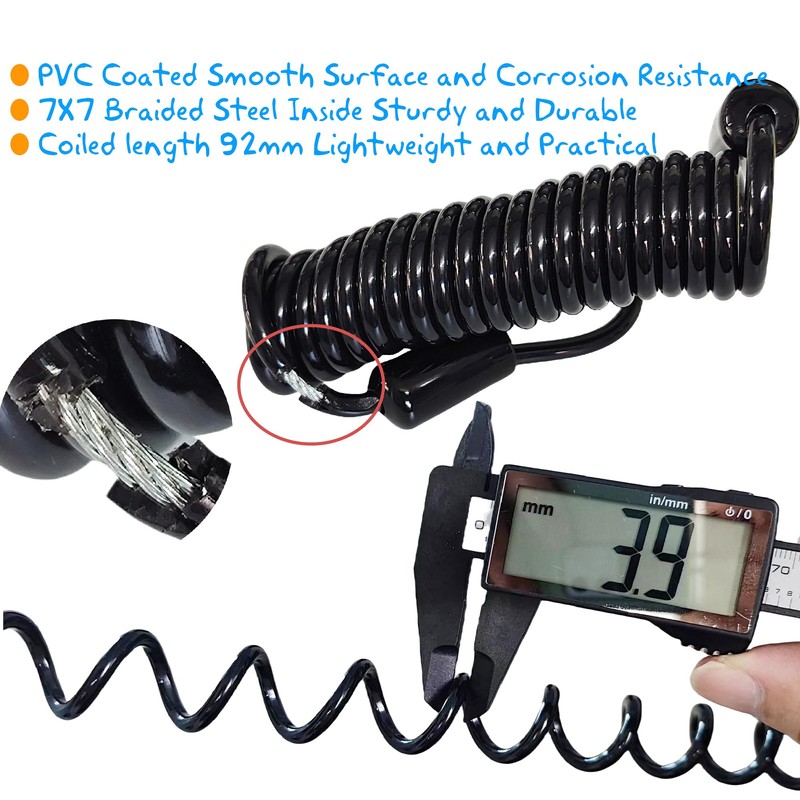 MyyYiTar 59in(1.5M) Spring Wire Cable with Loops 4mm Thickness Rubber