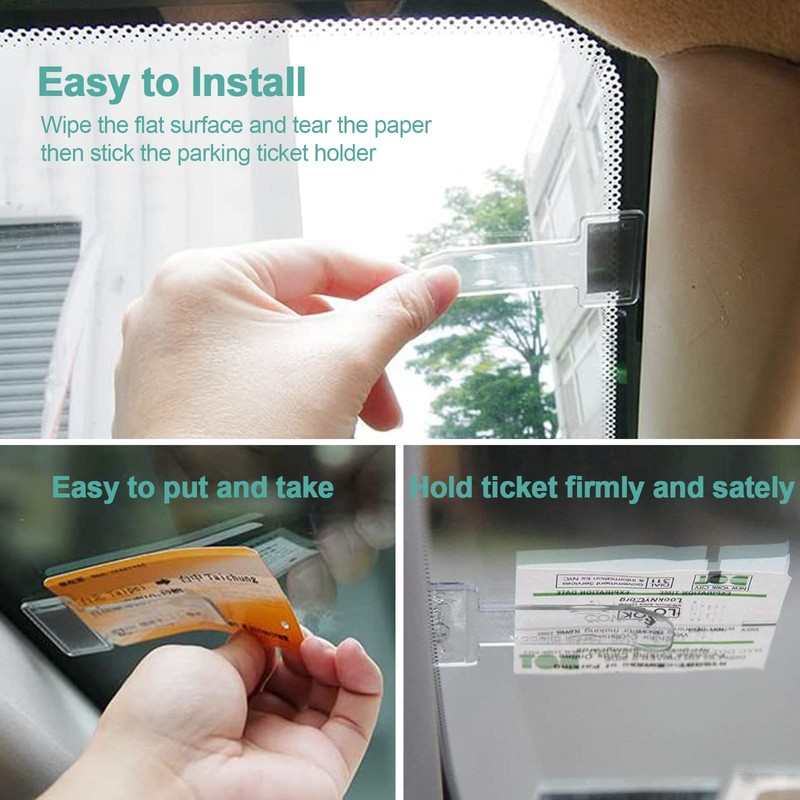 Devenirriche 4 Pcs Windshield Ticket Holder, Parking Ticket Holder Car