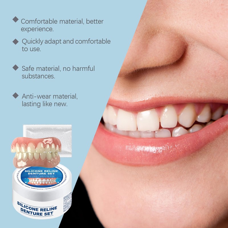 2 Pairs of Temporary Dentures, Fake Teeth, False Teeth Veneers,