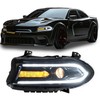 HECASA Left Headlight Assembly with Bulb&LED Compatible with 2015-2023 Dodge