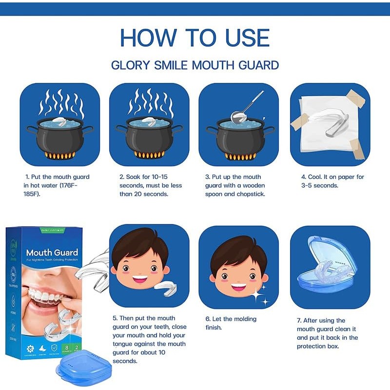 Bruxism Mouth Guard 8 Pack For Grinding Teeth, Upgraded Night
