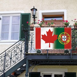 3×5 FT Canada Portugal Combo Flag,Large Canadian Portuguese Decor,Double Side Digital Printed 150D Polyester Banner With Canvas Header Brass Grommet For Outdoor Indoor Parade Car