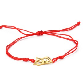 UNIFT Fox Bracelet for Women Girls Stainless Steel Hollow Out Style Unique Abstract Cute Big Tail Fox Rope Double Bracelet Jewelry Fox Lover Gift, Stainless Steel