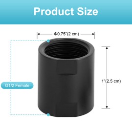 OFFO Shower Pipe Fitting, Brass Converter Adapter, G1/2 x G1/2 in Female Thread Shower Coupling for Shower Arm Home Bathroom Plumbing, Matte Black