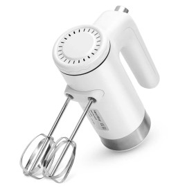 MotoTec - Parts 5-Speed Electric Hand Mixer Light Weight 400W Dough Hooks, Beaters, Whisk WHITE