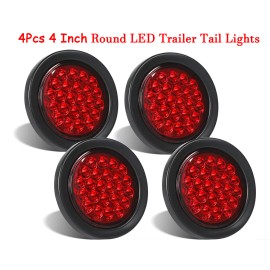 Unbranded 4Inch Round 24LED Red Waterproof Brake Stop Turn Tail Marker Trailer Tail Lights