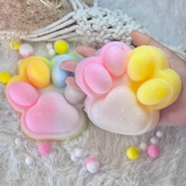 Pawfect Tail 2Pcs Taba Squishy Paw, Paw Squishy Toys, Cute Tri-Color Squeeze Toys for Stress Relief and Relax, Sticky Squishies Fidget Toys for Party Favors Novelty Things Birthday Gift (5 Inch)