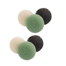 Beavorty 6pcs Natural Facial Cleansing Sponges Vegan Face Washing Puff for Gentle Exfoliation Black Green White Each Safe for All Skin Types