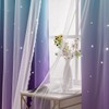 Reepow Kids Room Curtains with Hollow-Out Star and Tulle Overlay,