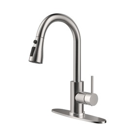 HANGE Kitchen Faucet with Pull Down Sprayer,Brushed Nickel Kitchen Sink Faucet 1-3 Hole Single Handle High Arc Stainless Steel Commercial Modern Kitchen Faucets for RV,Laundry,Bar,Utility,Farmhouse