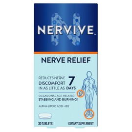 Nervive Nerve Relief, with Alpha Lipoic Acid, to help Reduce Occasional Nerve Discomfort in as Little as 7 Days, ALA, Vitamins B12, B6, & B1, Turmeric, Ginger, 30 Tablets (Packaging May Vary)
