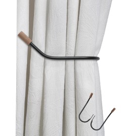Curtain Holdbacks Farmhouse Curtain Holder for Drapes Tiebacks, Quality Metal Decorative Holder for Window Curtain Panels, Pack-2, Matte Black