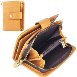 XANGETOR Men's Bifold Wallet, Popular, Genuine Leather, Coin Pocket, Folding Wallet, Large Capacity, RFID & Magnetic Skimming Protection, 13 Card Slots, Small Wallet, Zipper, Photo Holder, Braun