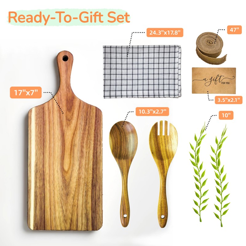 Acacia Wood Cutting Board Gift Set, Perfect Housewarming Gift, Ideal