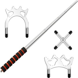 Retractable Billiards Cue Stick Bridge with 3 Pieces Removable Brass Bridge Head, Billiards Pool Cue Accessory for Pool Table Pool Cue Snooker Pool Bridge Stick Pool Table Accessories (Silver)