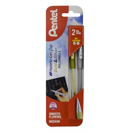 Pentel Hybrid Gel Grip Metallic Rollerball, Gold & Silver, 1 Blister card with 2 pens