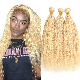 Curly Bundles Human Hair Honey Blonde Human Hair Bundles 613 Bundles 14 16 18 Inch Brazilian Remy Hair Extensions Blonde Curly Wave Bundles Hair Weave