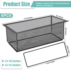Anglekai 6PCS Floor Register Cover Trap 4"x10", Floor Register Vent Screens Mesh Floor Vent Screen Net with Frame, Air Vent Filter Mesh Catcher for Floor Catch Hair Debris (4 x 12 Inch)