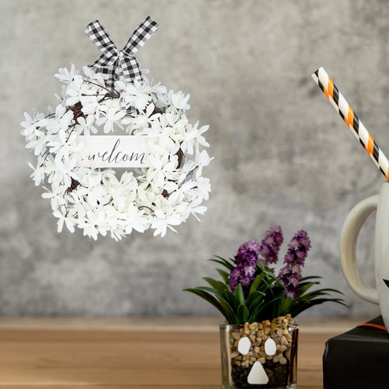 Imitation White Dogwood Wreath Simulation Vibrant Wreath Decoration for Home