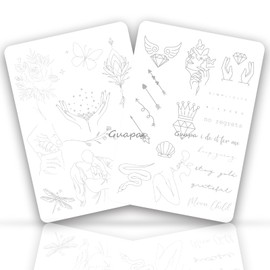 Tiny Tattoo Practice Skin Double-Sided Pre-Stenciled Fine Line Tattoo Practice Sheet Minimalist Tiny Tattoo Pad Meaningful Tiny Tattoos for Tattoo Beginner Training Supplies (4PCS)