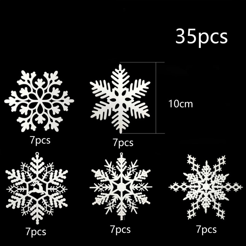 HERZWILD Christmas Snowflake Ornaments 35pcs snowflake hanging decorations White Snowflake