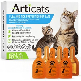 Cat Flea & Tick Care Drops, Easy-Apply Topical Formula for Cats & Kittens, 6-Dose Supply
