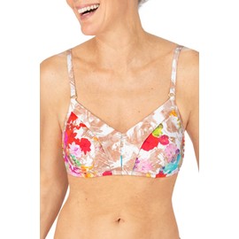 Amoena Women's Standard Floral Breeze Two-Piece Pocketed Mastectomy Bikini Top, Multi Batik Flowers, 16A