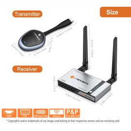 J-Tech Digital HDMI Wireless Extender Dongle Adapter Kit 1080p 98 Feet w/Airplay, Smart View, Miracast & 4K Upscale [JTECH-WDEX-50M2]