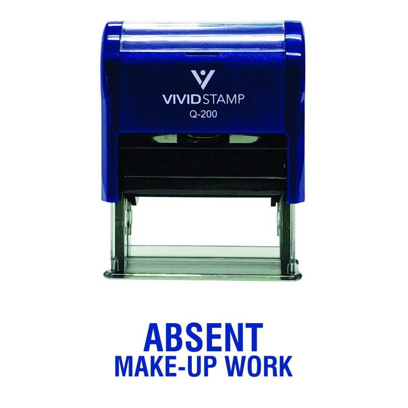 Absent Make-up Work Teacher Self Inking Rubber Stamp (Blue Ink)