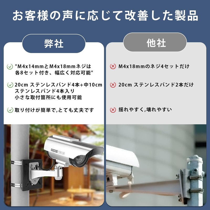 Qopaw Security Camera, Mounting Hardware, Pole, 2 PCS, Black, Bracket,