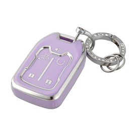 OFFCURVE Keychain Compatible with GMC Key Fob Cover Key Fob Case for Chevy Suburban Tahoe Terrain Acadia Yukon Silverado GMC Sierra 1500 2500HD 3500HD Car Accessories Smart Key Protector, Purple