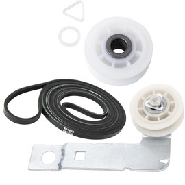 661570 Dryer Drum Belt & 279640 Dryer Idler Pulley Wheel & W10837240 Dryer Idler Bracket Pulley Compatible with Top Brands Replaces with 3387372, 3388674, 3387610, 59174, 661570V, 279640VP