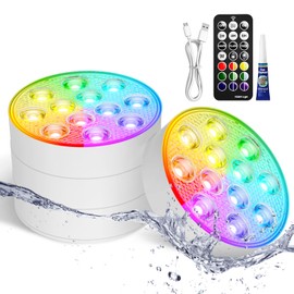 LOFTEK Submersible Pool Lights with Remote, Rechargeable LED Pool Light, Underwater Pool Light, 16 Color Changing Floating Pool Lights for Pool, Shower, Hottub, Pond, Bathroom (4 Pack)