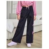 WDIRARA Girl's Bow Side Waist Track Pants Cute Wide Leg