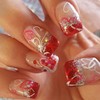 24Pcs Heart Press on Nails Short Square Valentine's Day Fake