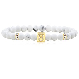 Oneress 12 Zodiac Bracelet Natural Round Beads Stretch Bracelet 6.7 Inch Unisex for Best Friends SJYA4647 (Taurus)