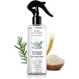 Bare Anatomy Nature x Science Rosemary Water Spray for Hair Growth & Hair Thickness with Rice Water |100% Natural Extract | Soft & Smooth Hair| Controls Hairfall| Non-Greasy & Fast Absorbing | 200ml